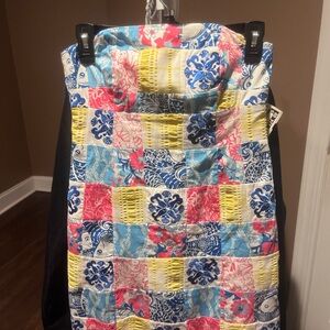 Lilly Pulitzer Strapless Patchwork Dress - Blue, Pink, Yellow